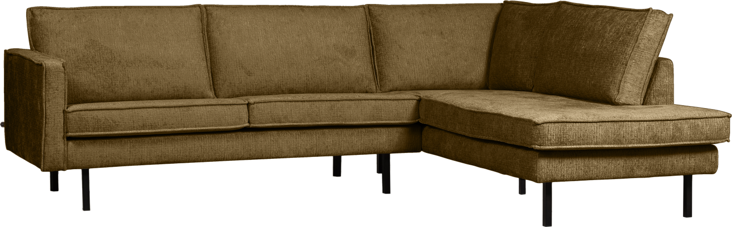 Loungesofa Hjørnesofa Højre Woood Rodeo 266ã 213   Brass Strukturvelour  Fast Siddekomfort