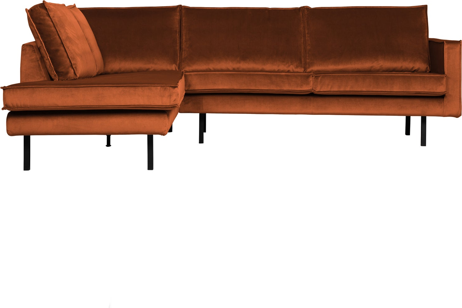 Hjørnesofa Woood Rodeo Venstrevendt Velour Loungesofa 266x213   Rust