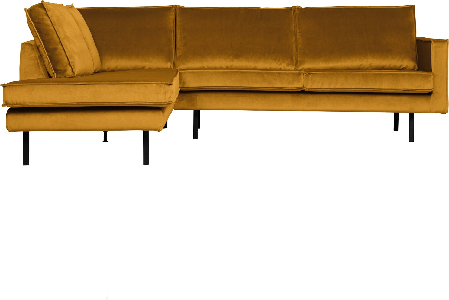 Loungesofa Hjørnesofa Woood Rodeo 266x213   Oker Jarra Velour Fast Siddekomfort Chaiselong Venstre