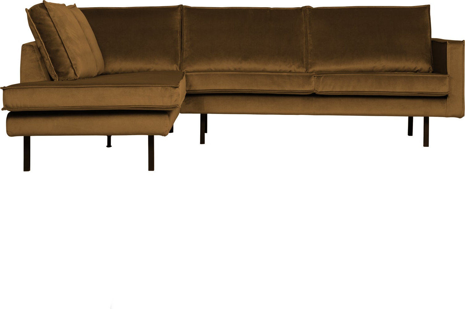 Hjørnesofa   Loungesofa Woood Rodeo  Venstre Chaiselong  Honninggul Velour   -personers  266x213