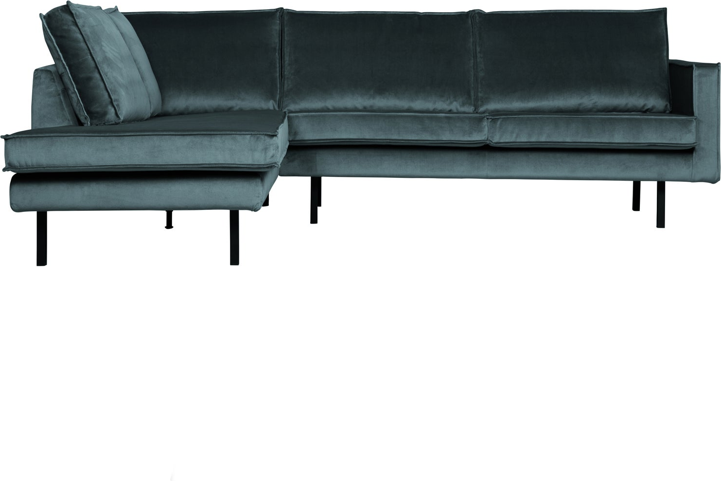 Hjørnesofa Woood Rodeo Venstrevendt  -personers Velour Jarra Teal  Fast Siddekomfort  Metalben