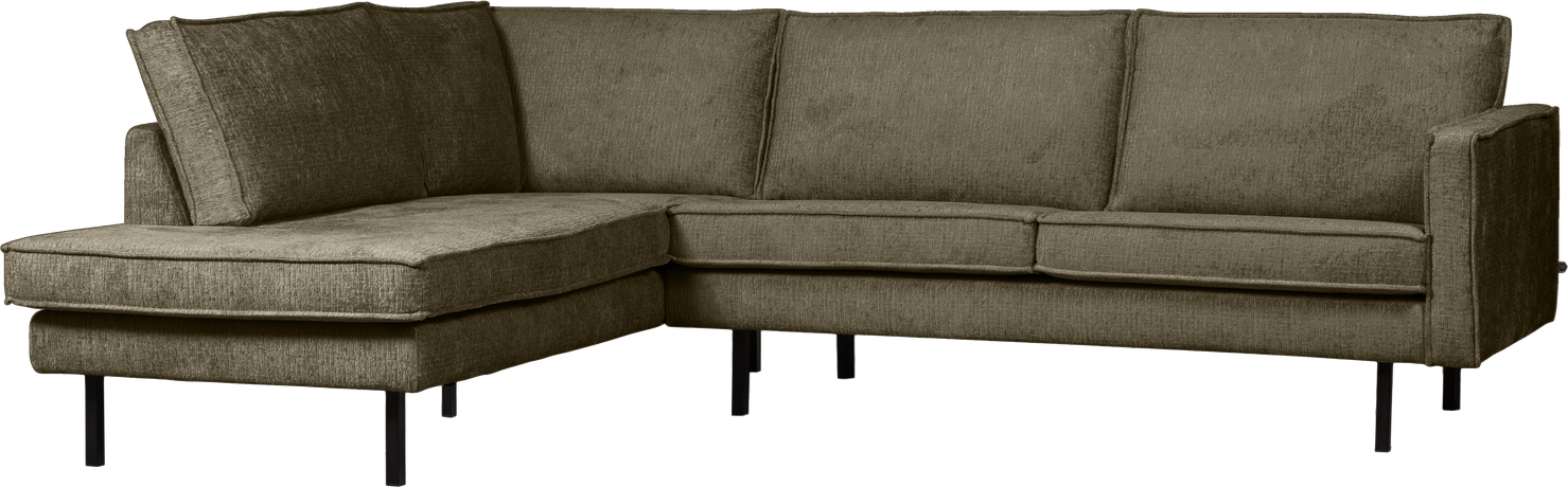 Hjørnesofa Woood Rodeo Loungesofa Venstre Bonsai Grøn 266x213   Strukturfløjl Velour Fast Siddekomfort
