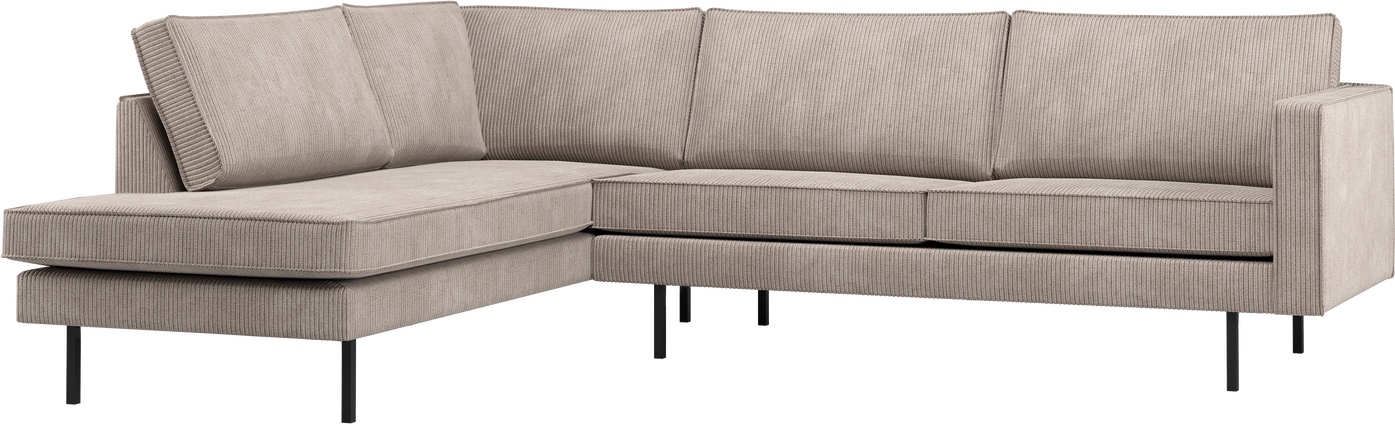 Hjørnesofa Venstrevendt Woood Rodeo   Loungesofa   Mørk Sand  Remy Rib Polyester  Fast Sæde  B266ã L213