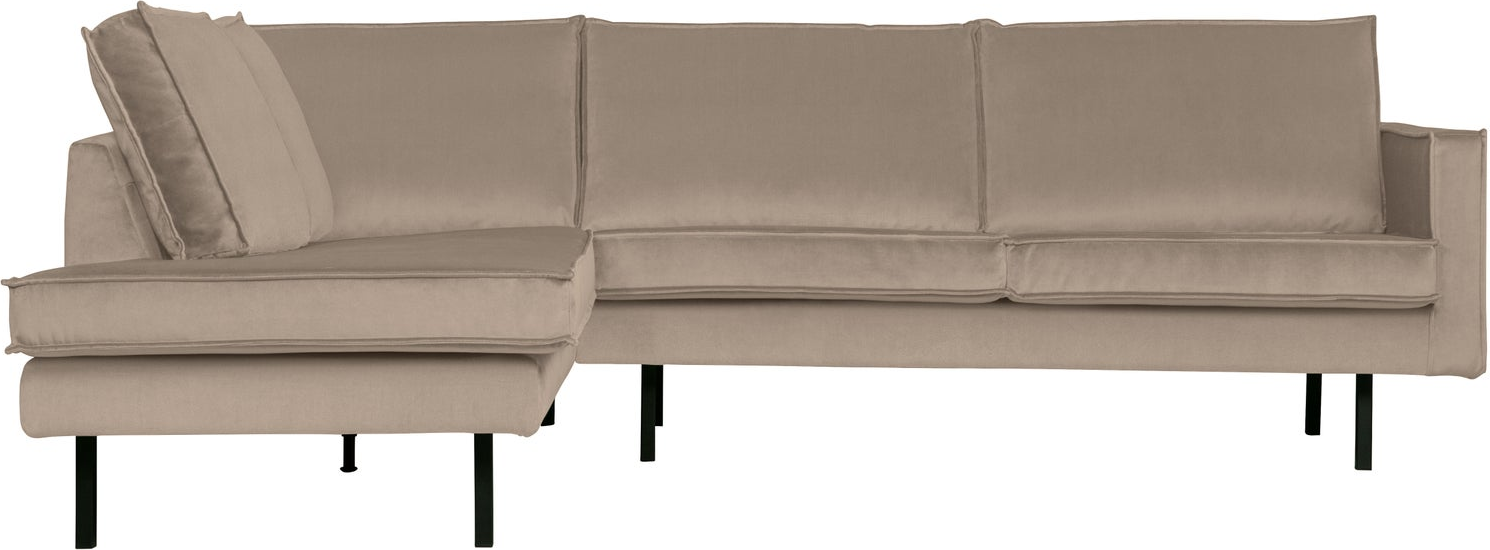 Hjørnesofa Woood Rodeo Venstrevendt Loungesofa  Khaki Velour  266    Metalben