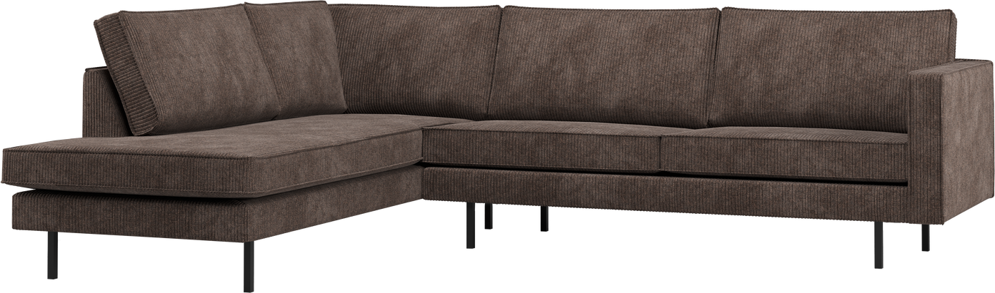 Hjørnesofa Venstrevendt Woood Rodeo Loungesofa Brun Ribstof  Fast Siddekomfort