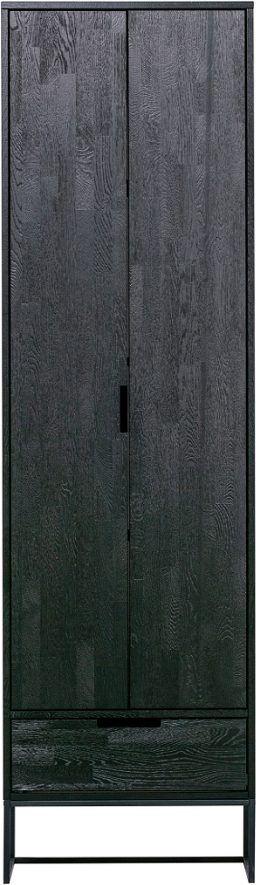Højskab Woood Exclusive Silas   Sort Fsc-ask 210x60x36     Opbevaringsskab Med   Låger   Skuffe