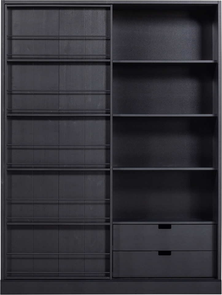 Skydedørsskab Woood Exclusive Swing Sort Slebet Fyrretræ H200ã B150ã D46