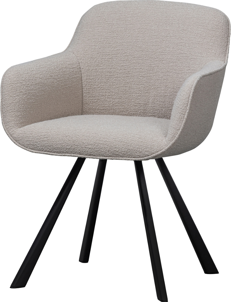 Spisebordsstol Woood Exclusive Juno Sand Bouclé Med Armlæn   H79   B58   D58