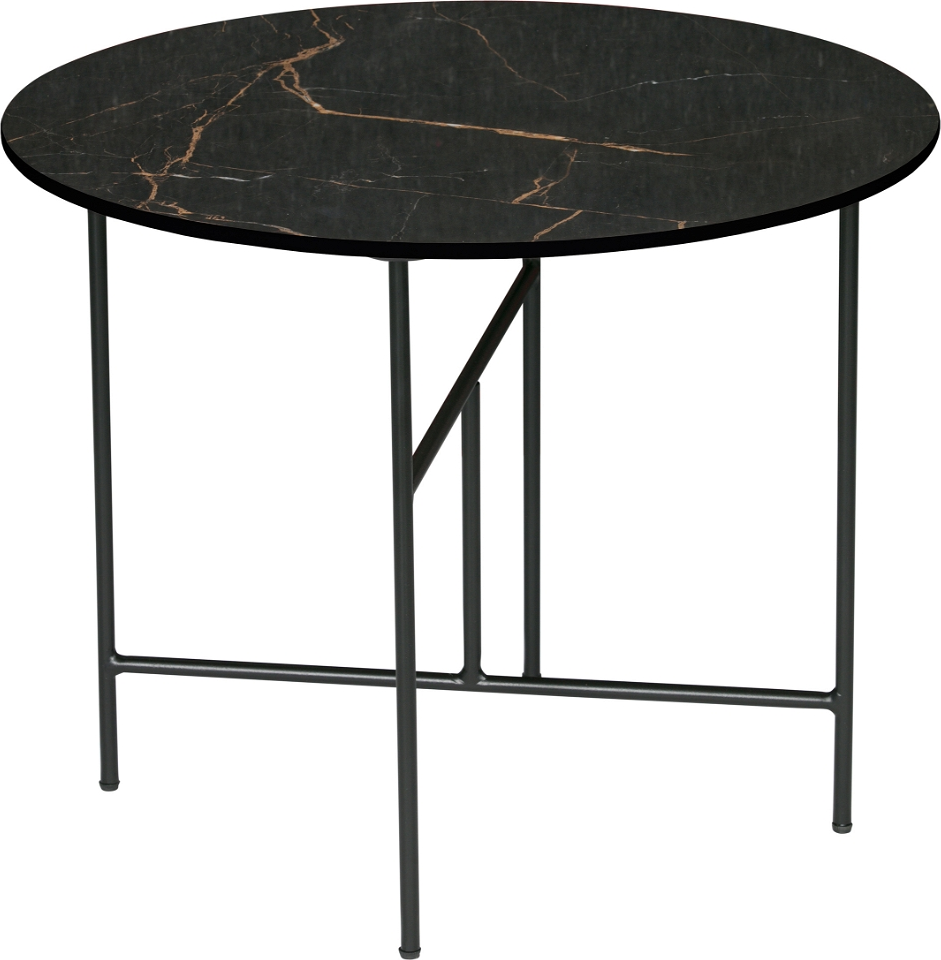 Sofabord Woood Exclusive Vida  Sort Porcelæn Marmorlook Med Foldbar Metalbase ø60   H48