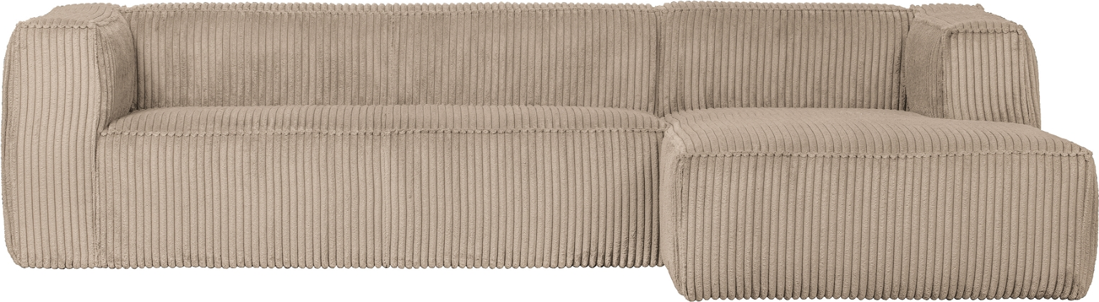 Beige Højrevendt Fløjl Bean Hjørnesofa – Moderne Elegance