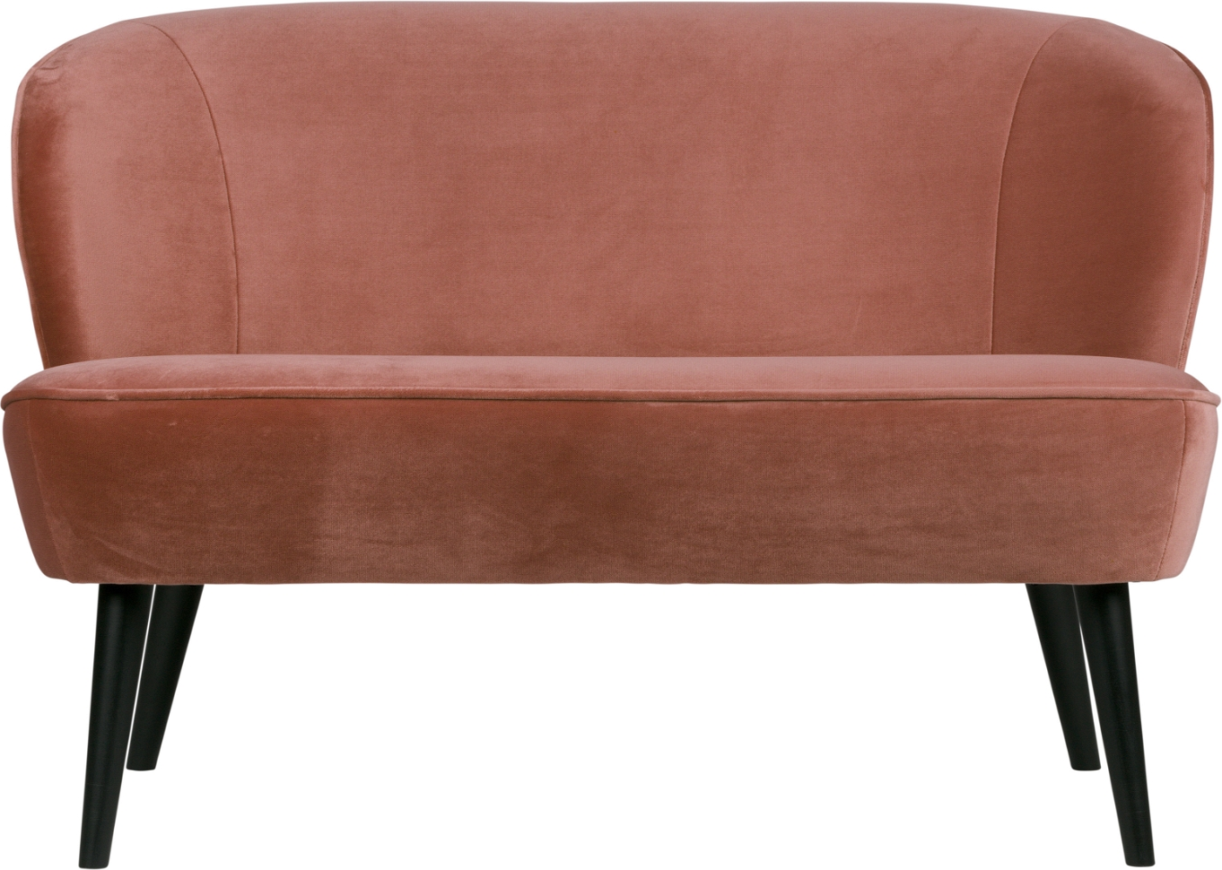 Elegant 2-personers Sofa Woood Sara i Lyserød Fløjl