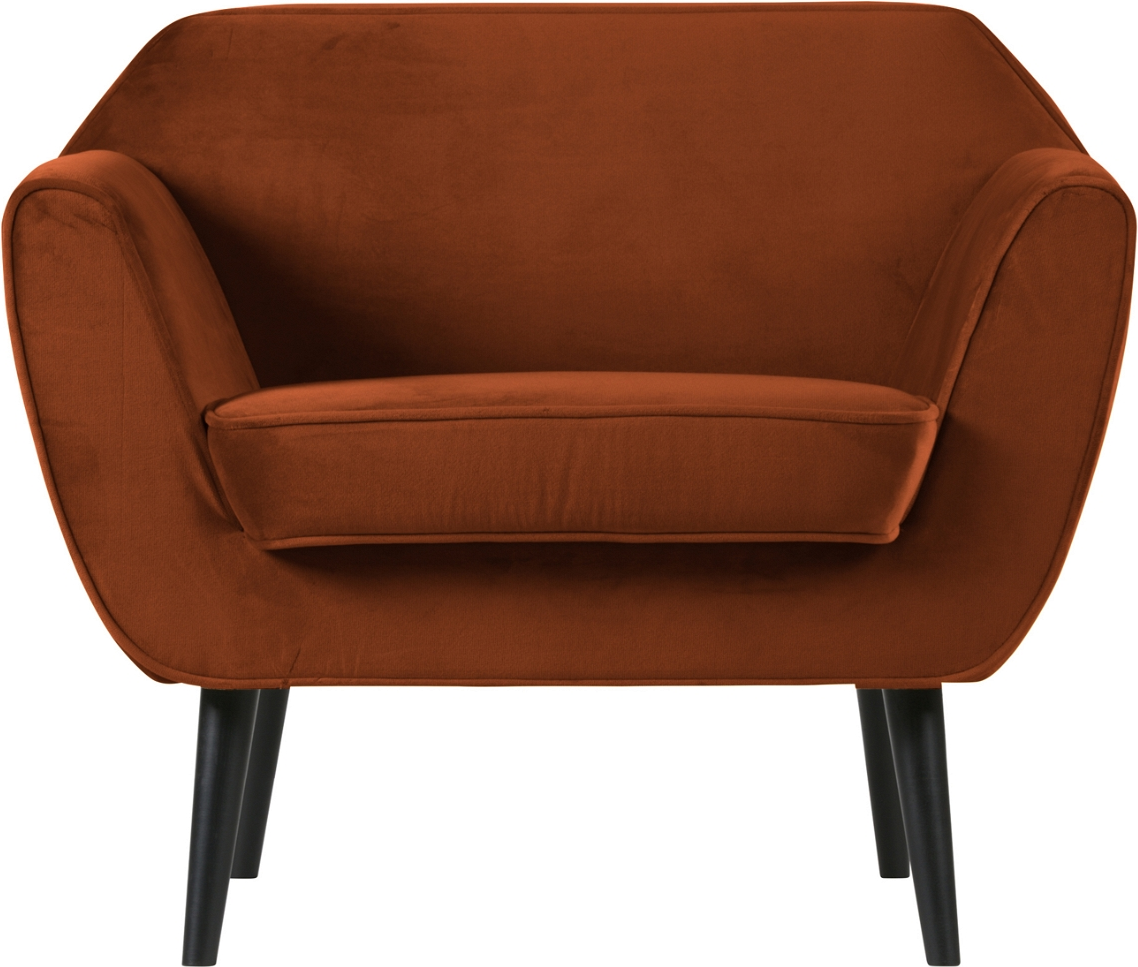Loungestol Woood Rocco i Orange Fløjl - Elegant Design