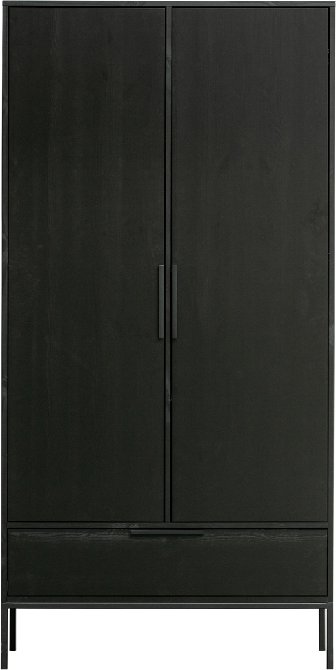 Adam Højskab - Elegant Sort, 200 cm Høj, Fyrretræ