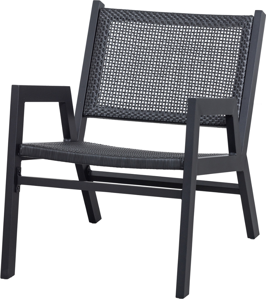 Loungestol Woood Pem Sort Aluminium Til Udendørs Brug H75xb62xd78