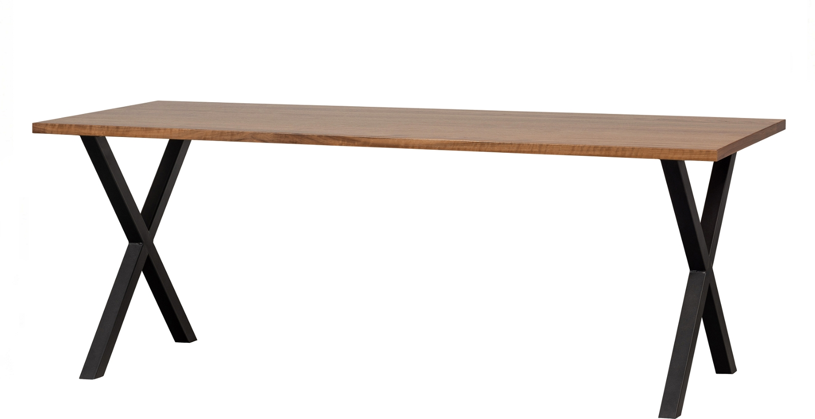 Spisebord Plankebord Woood Jimmy   200x90   Valnødsfiner Mat Sorte Metalben