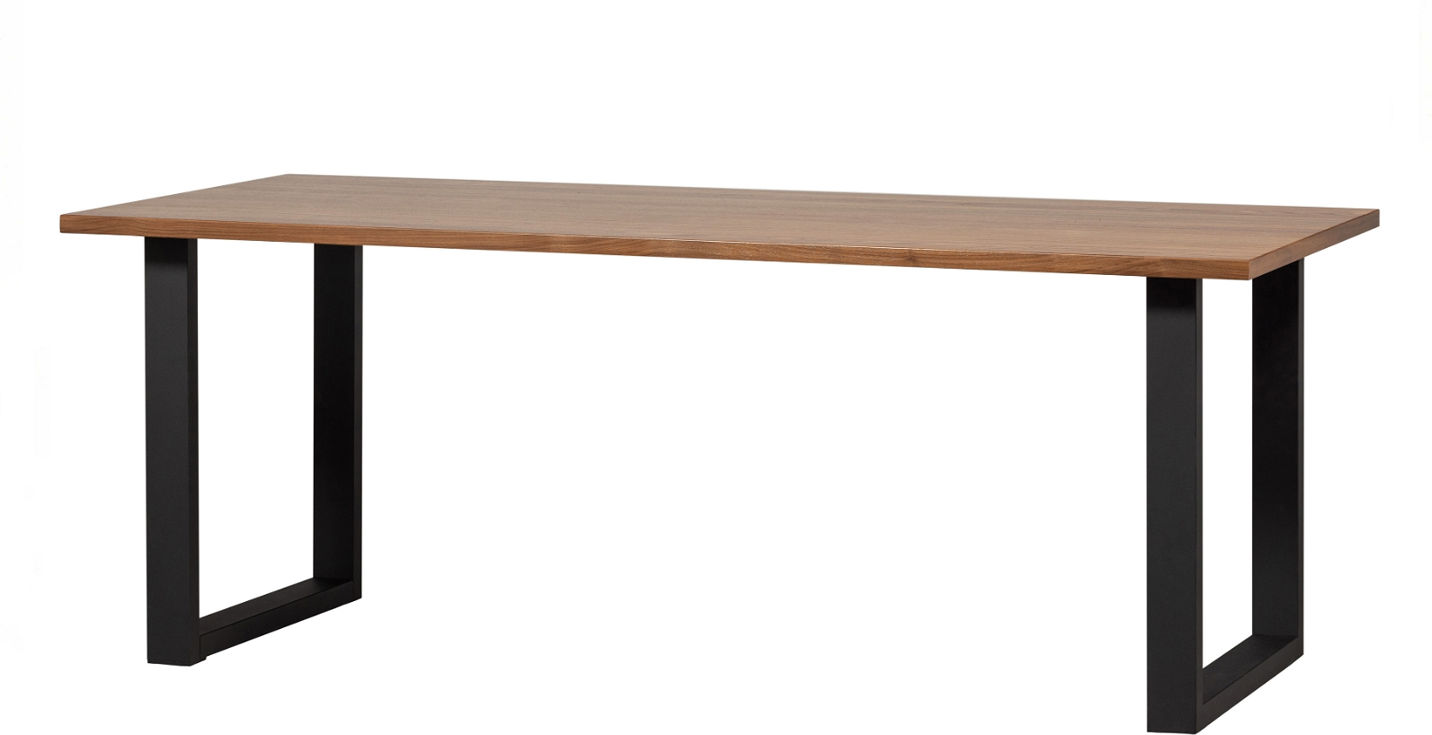 Spisebord Woood Jimmy Plankebord   Valnødsfinér Med Matte Sorte Metalben  200x90