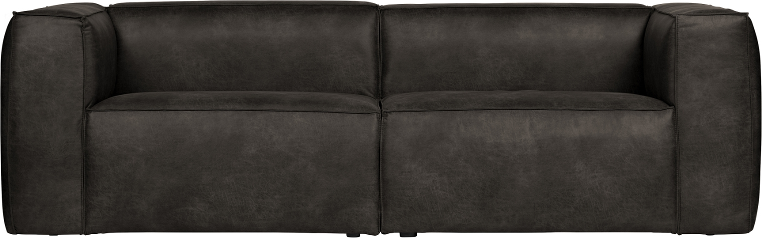 Moderne 3,5-personers Sort Læder Sofa - Elegant Design