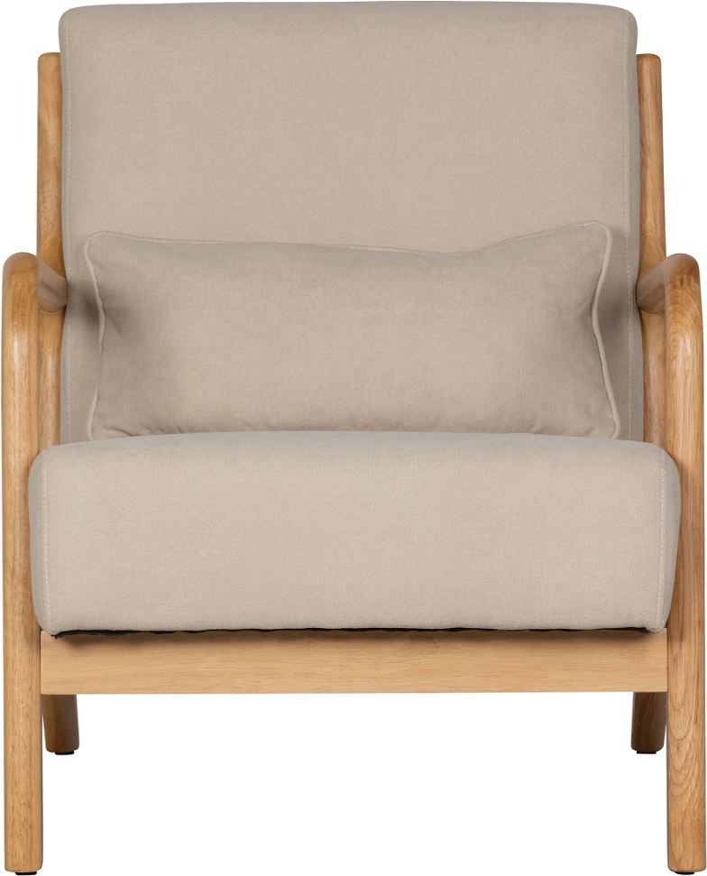 Retro Loungestol Woood Mark i Naturfarvet Stof - Stilfuld Elegance