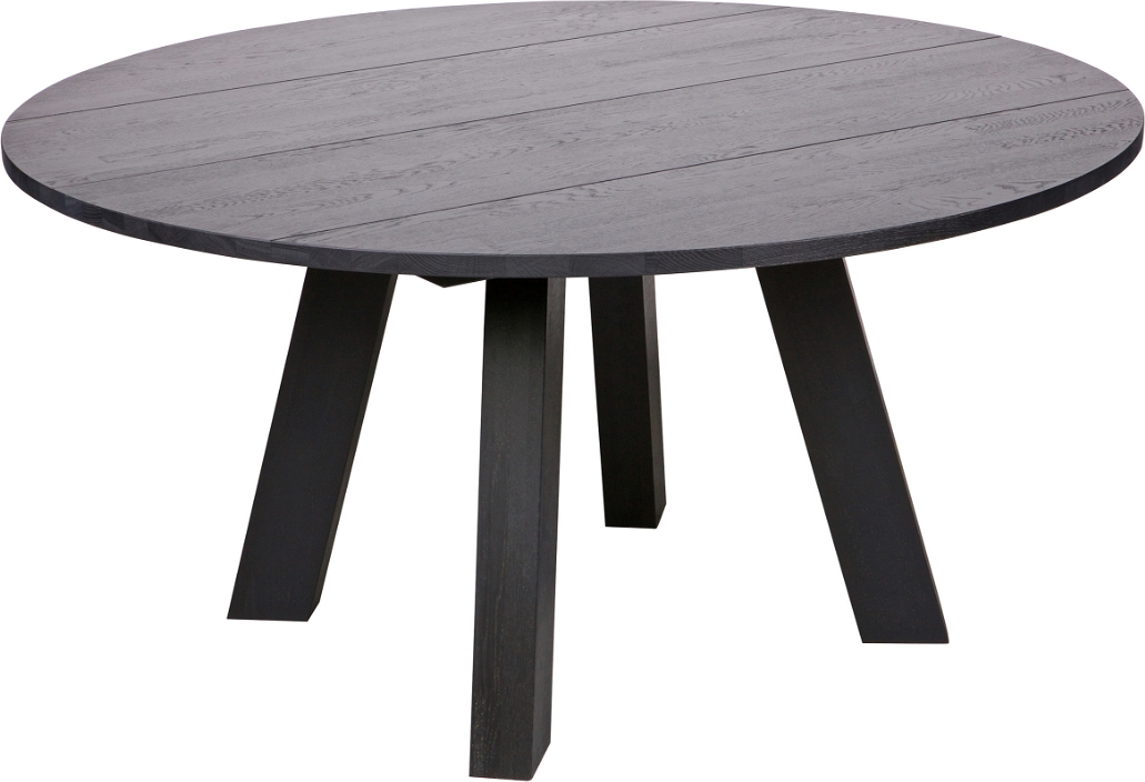 Rundt Spisebord Rhonda Ø150 cm i Sort Egetræ - Elegance til Hjemmet