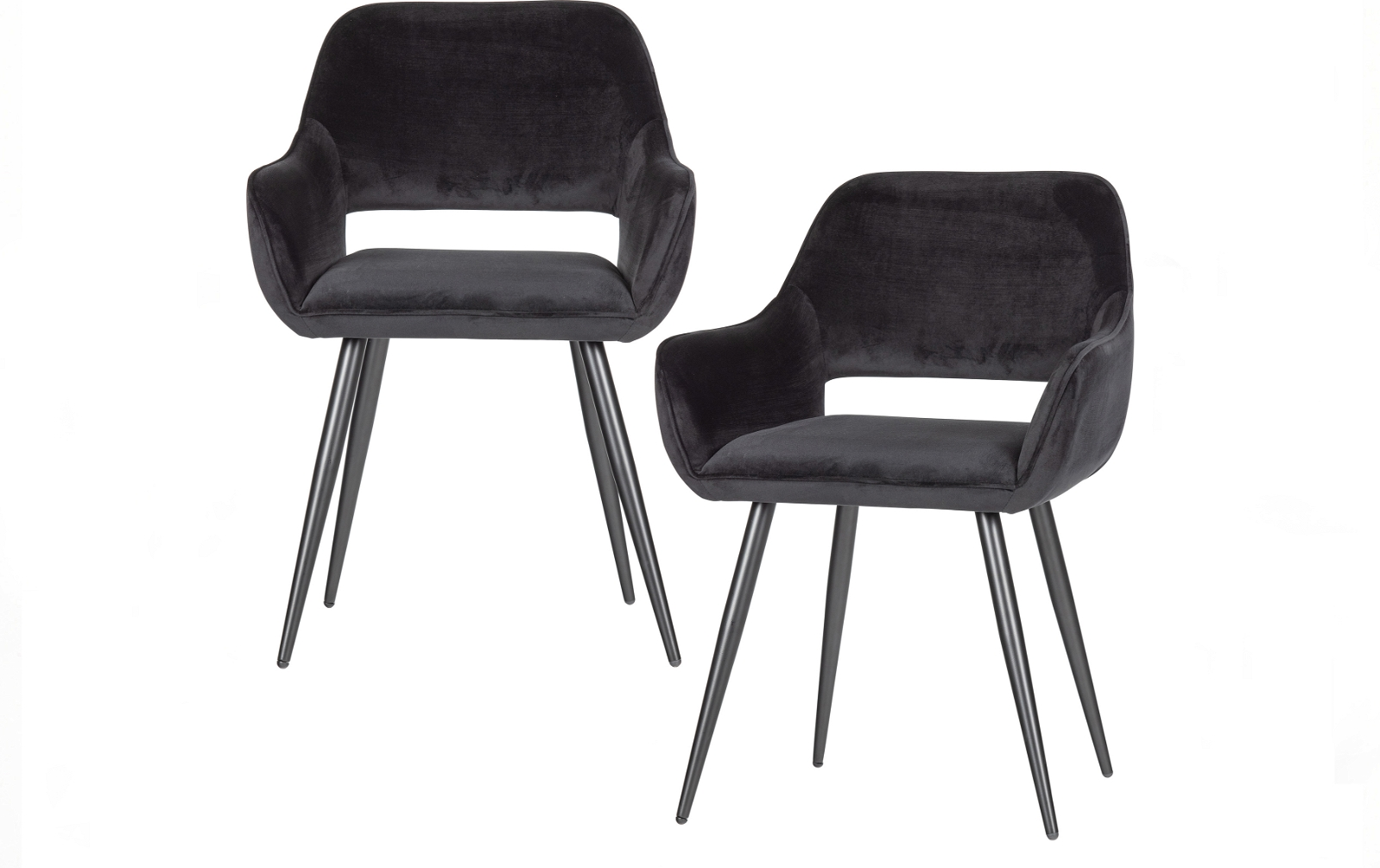 Spisebordsstol Woood Jelle Med Armlæn   Sort Fløjl   Sorte Metalben H80xb57xl60