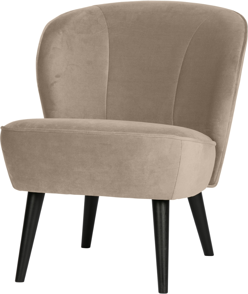 Lænestol Woood Sara   Beige Jarra Fløjl Med Sorte Birketræsben   Elegant   Komfortabel