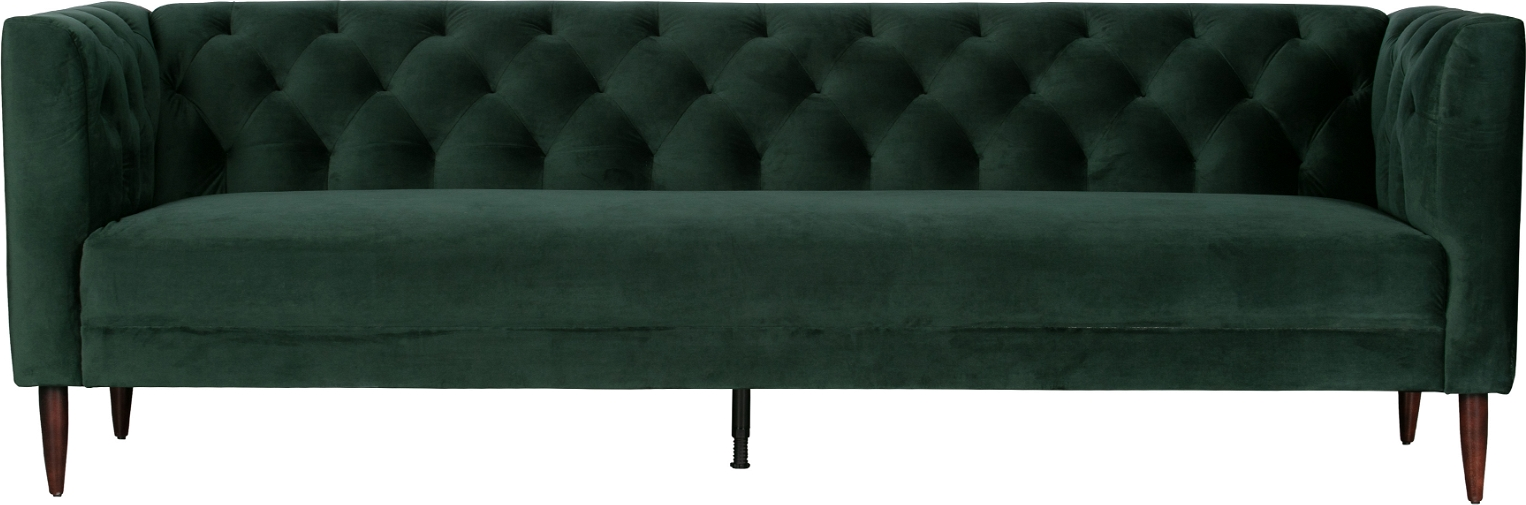 Elegant 3-personers Sofa i Mørkegrøn Fløjl fra Woood