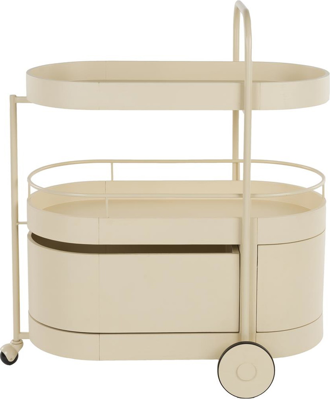 Trolley Zuiver Wim Serveringsvogn Lysgrå Stål Massiv Asketræ 98ã 85ã 53