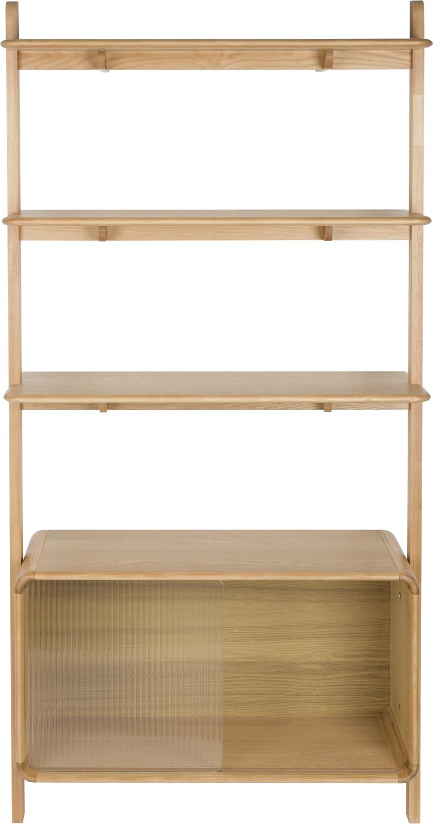 Reol Zuiver Rise Asketræ Mørk Sand Med Ribbet Glas Skydedør 180ã 90ã 35