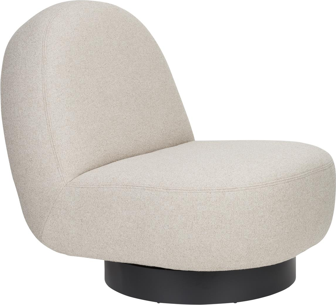Loungestol Zuiver Eden Lænestol Lysgrå Polyester Med Sort Drejebase 85ã 78ã 96