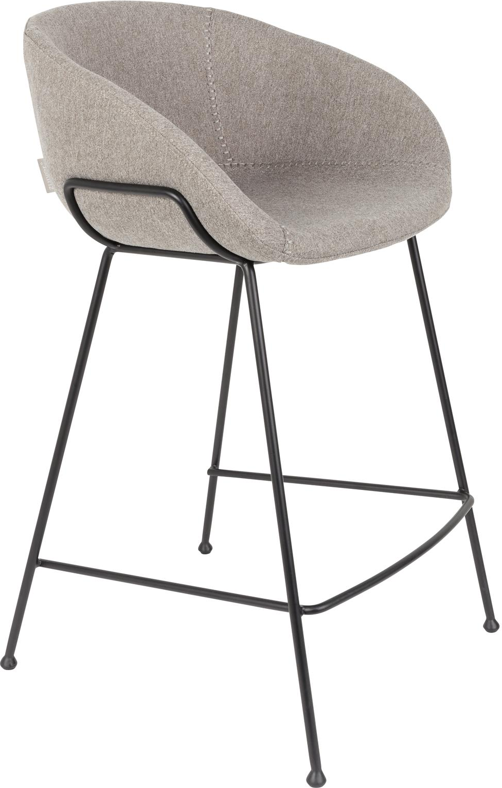 Elegant Barstol Zuiver Feston i Stengrå med Sort Stålstel
