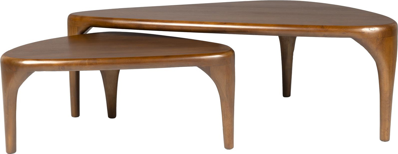 Sofabord Zuiver Isla Oliebehandlet Valnødfiner   Gummitræ 110x60x36   Asymmetrisk Fleksibelt