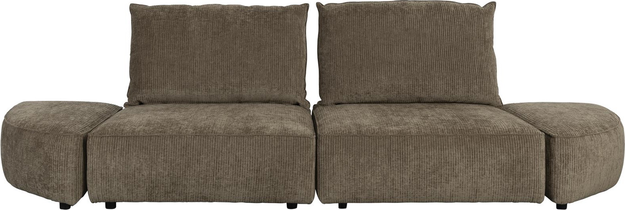 -personers Sofa Zuiver Hunter Gråbrun Ribbet Stof 318   Bred