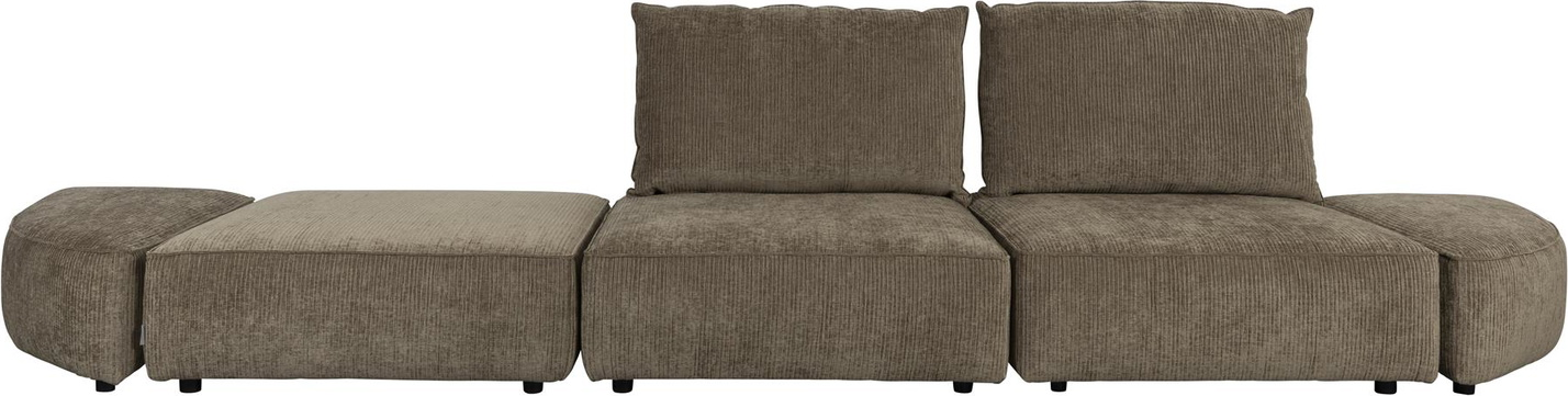 -personers Sofa Zuiver Hunter Mudderbrun Stof Uden Armlæn Med Skumpolstring 417   Bred