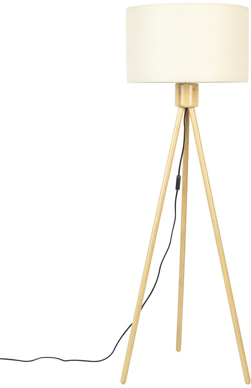 Zuiver Fan Gulvlampe   Bambustræ Med Perlemor Linned Lampeskærm H155