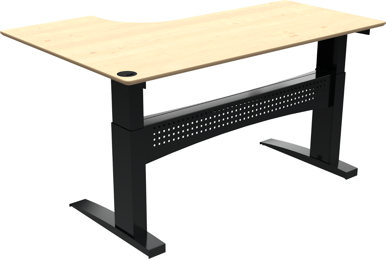 Hæve-sænkebord L-form Zennord Flexdesk – Ahorn Sort 180x120