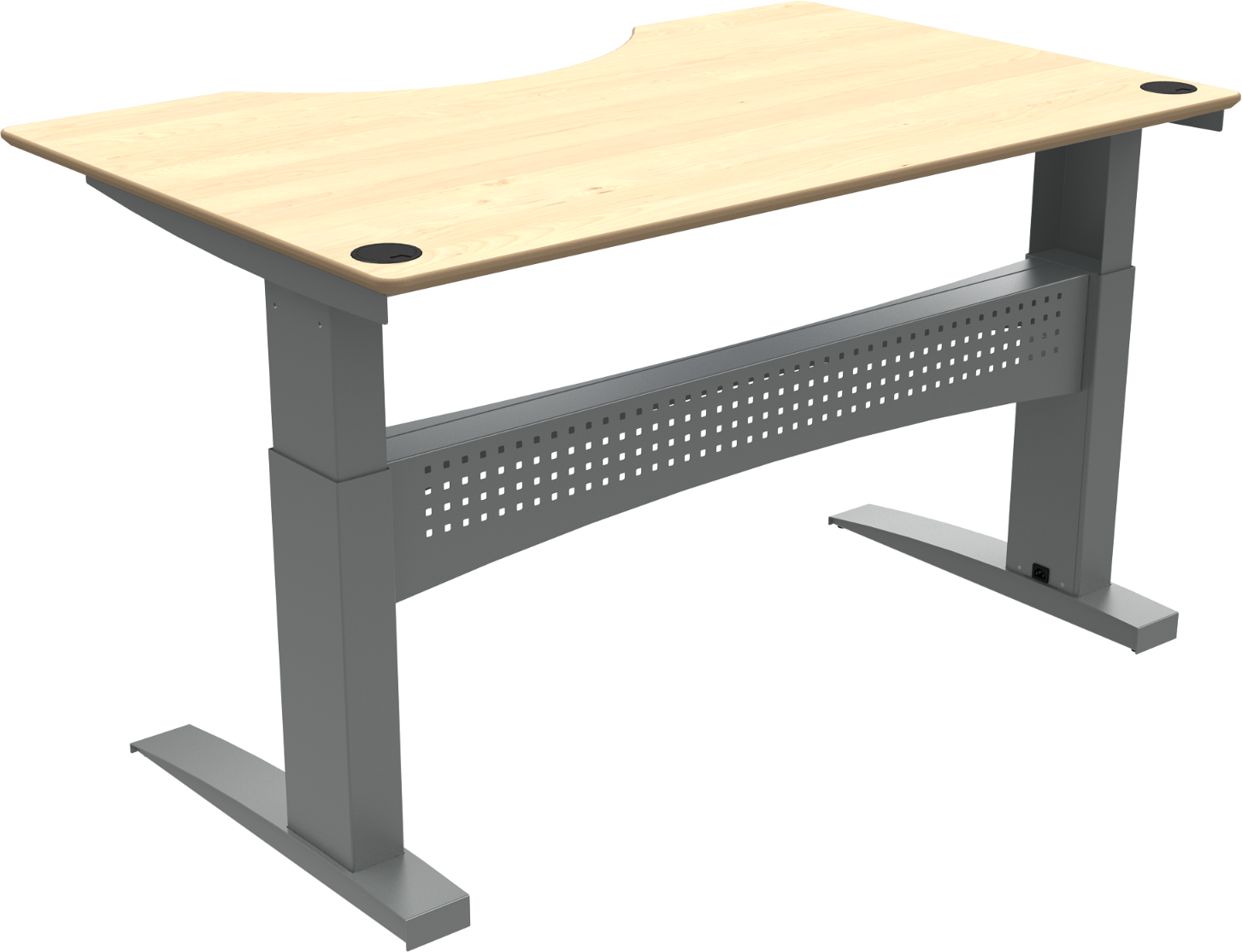 Hæve-Sænkebord Zennord Flexdesk - Ahorn Natur Sølv