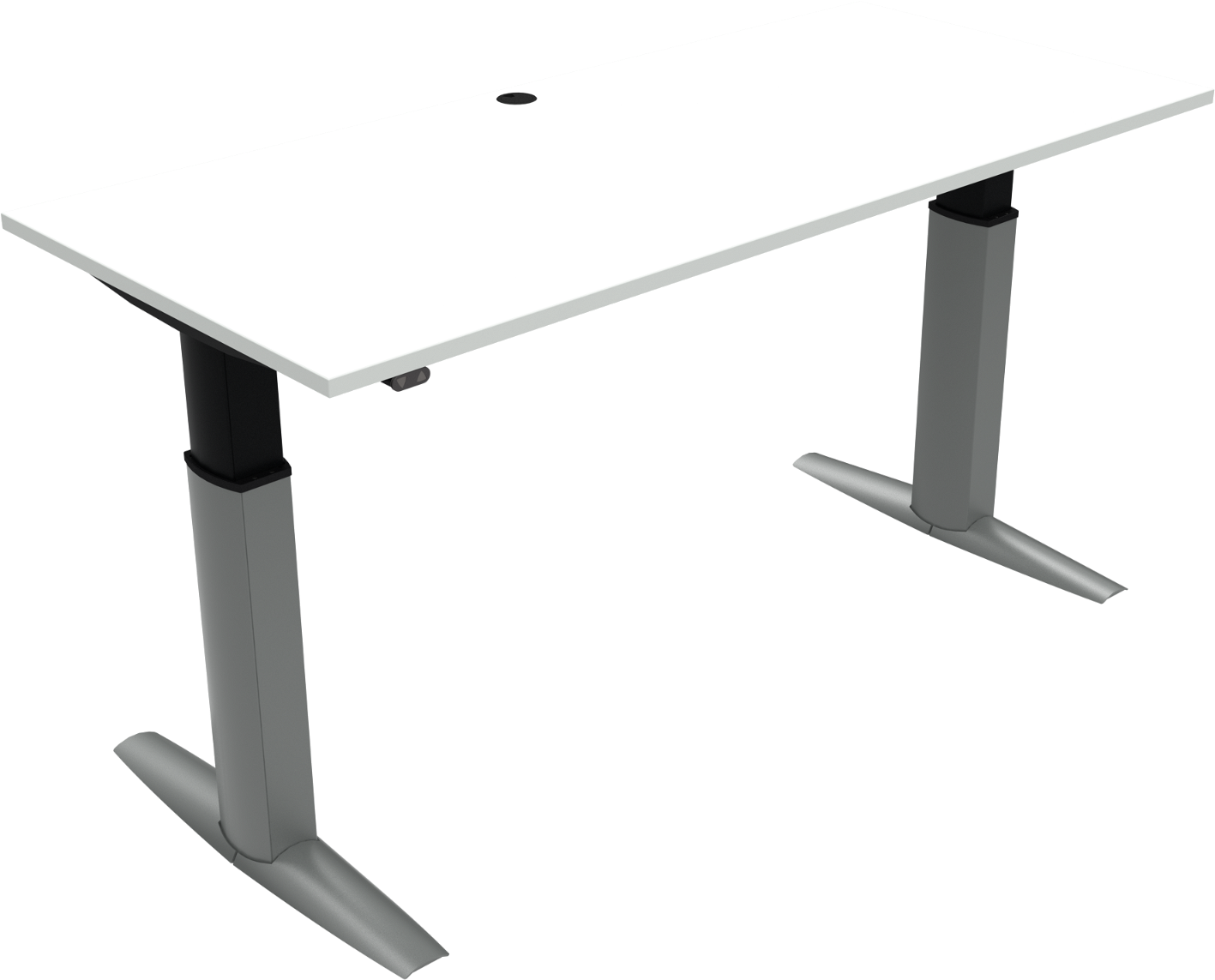 -bens Hæve- Sænkebord Zennord Elevateline Ergonomisk Skrivebord Firkantet Hvid Sølv 180x80 H68-120
