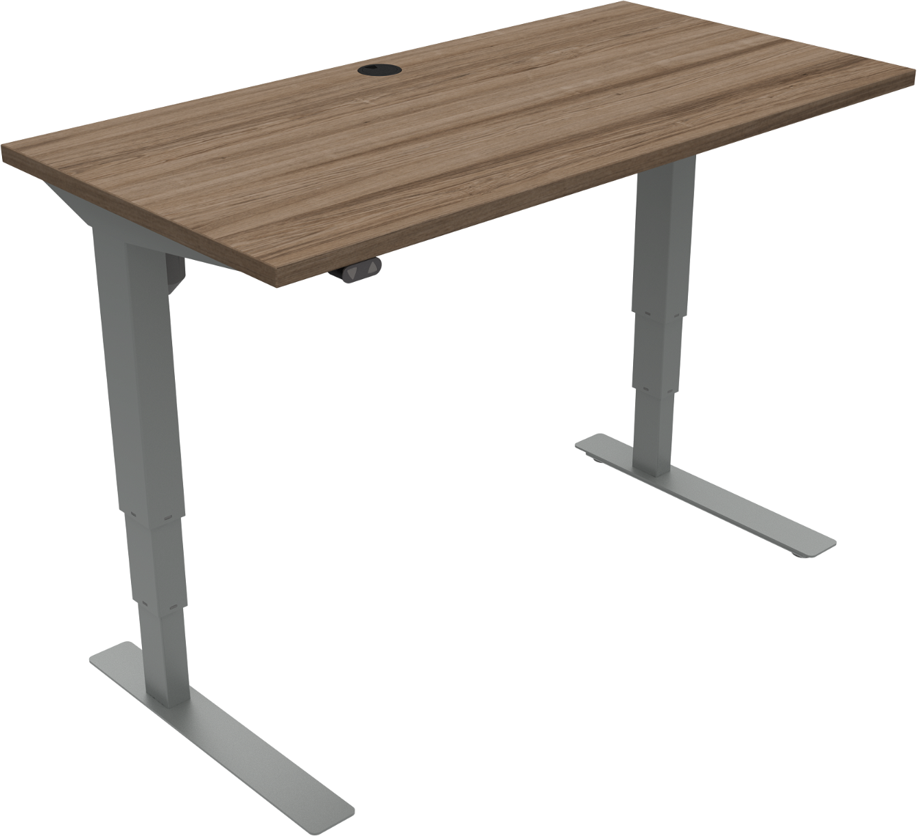 Hæve-Sænkebord i Valnød og Sølv - Elegant Design til Kontoret