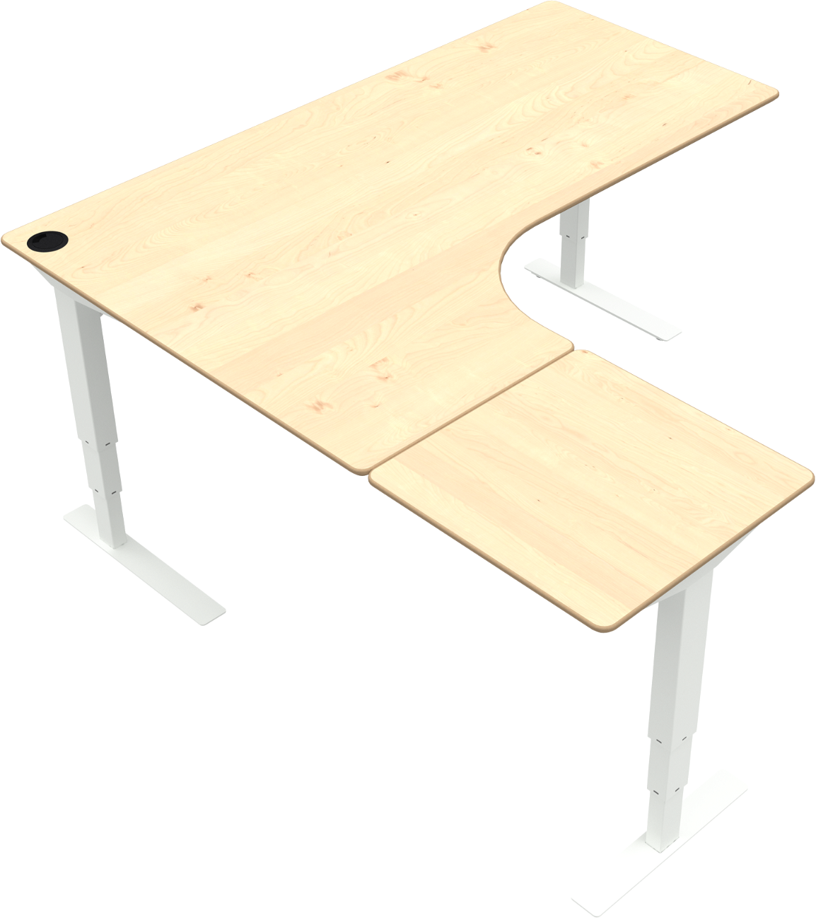 Zennord L-formet Hæve-/Sænkebord i Hvid Ahorn 180x180 cm