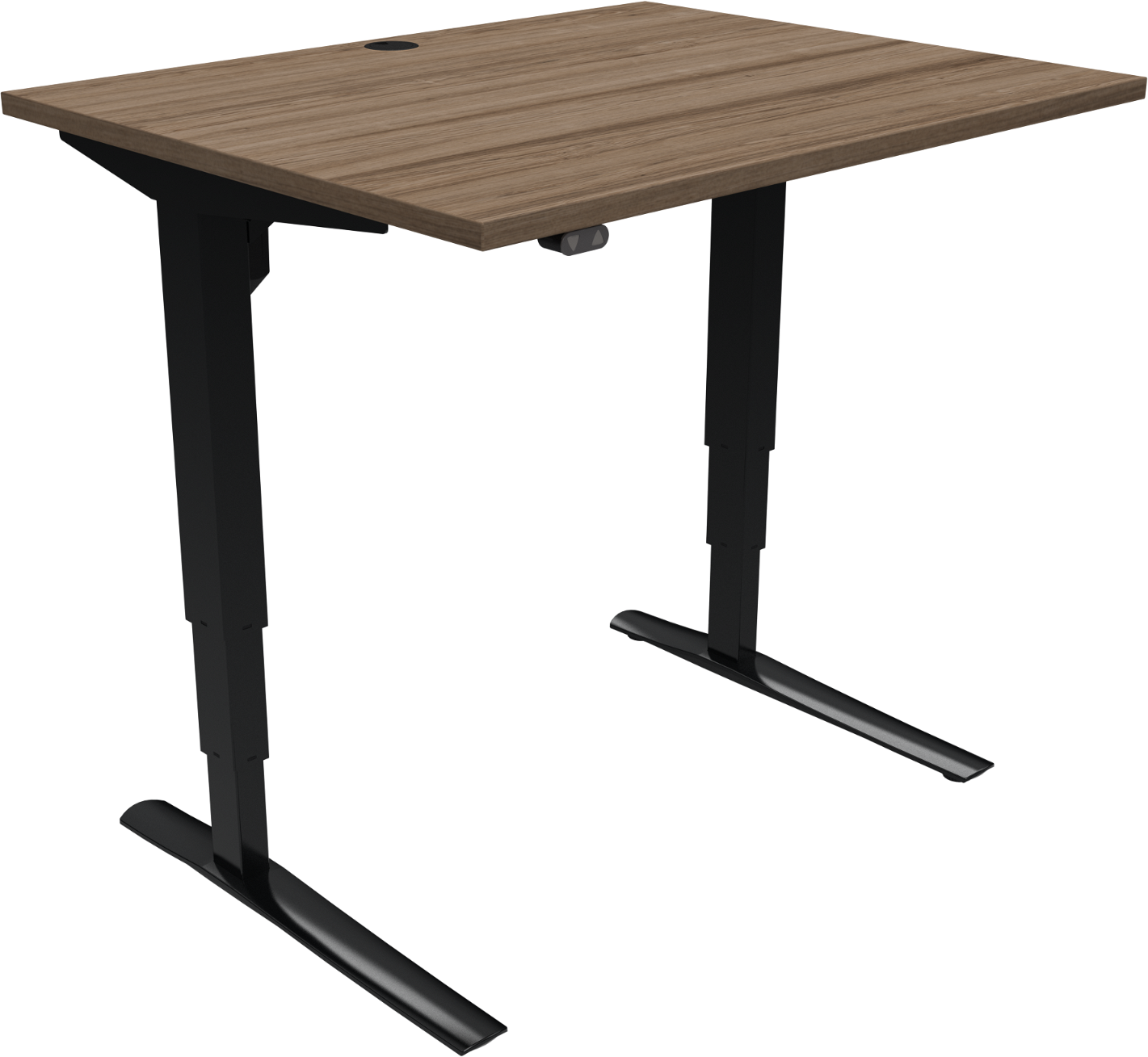 -bens Firkantet Hæve- Sænkebord Sit-stand Bord Zennord Rise Rest Højdejusterbart 65-125   Valnødmelamin Mørk Natur