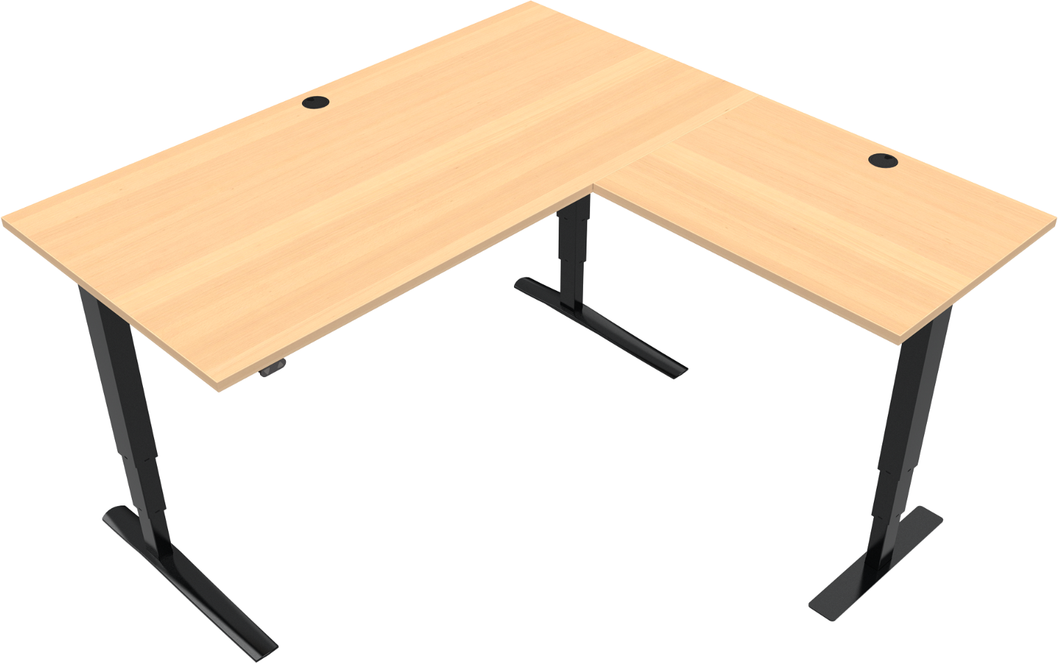Zennord Rise Rest Trebenet Hæve- Sænkebord Firkantet Natur Sort 160x160   Højdejusterbart 65-125