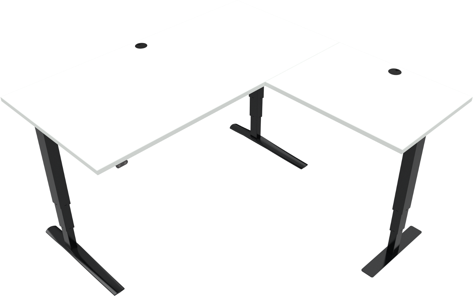 Tre-bens Hæve- Sænkebord Firkantet Zennord Rise Rest 160x160   Hvid Sort