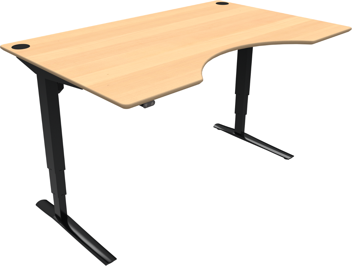 -bens Hæve- Sænkebord Sidde- Ståbord Med Centerudskæring Zennord Rise Rest Bøg Natur Sort