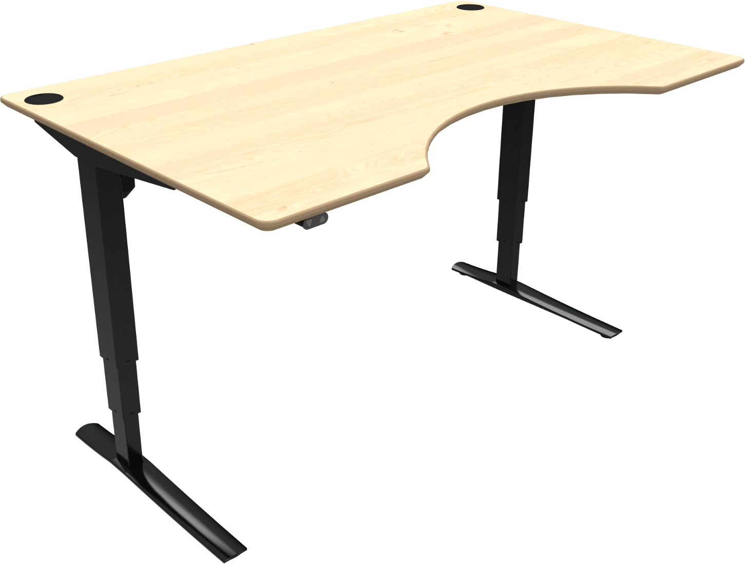-bens Hæve- Sænkebord Zennord Rise Rest Skrivebord Centerudskæring Ahorn Natur Sort 65-125   160x100