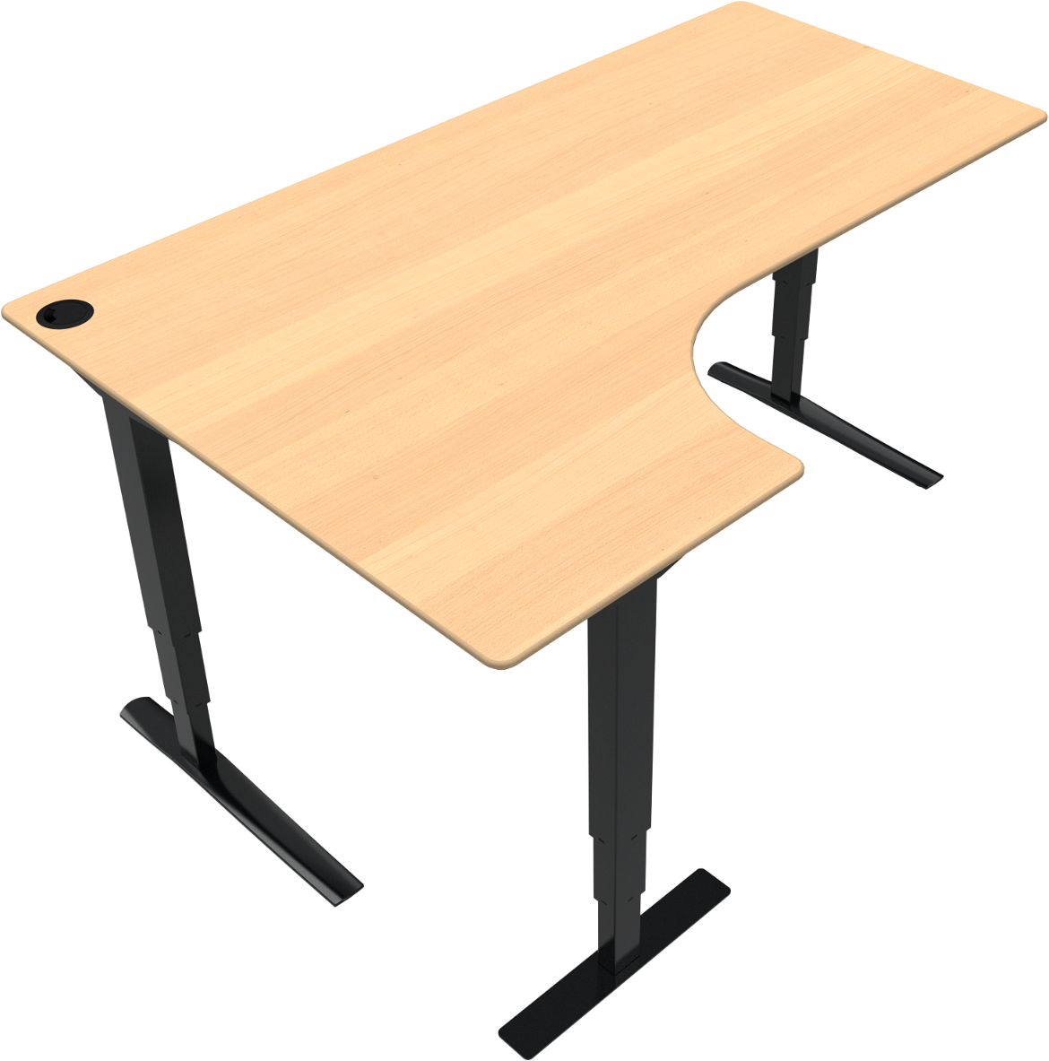 -bens Hæve- Sænkebord Zennord Rise Rest  -form Venstrevendt Bøg Natur-sort 180x120