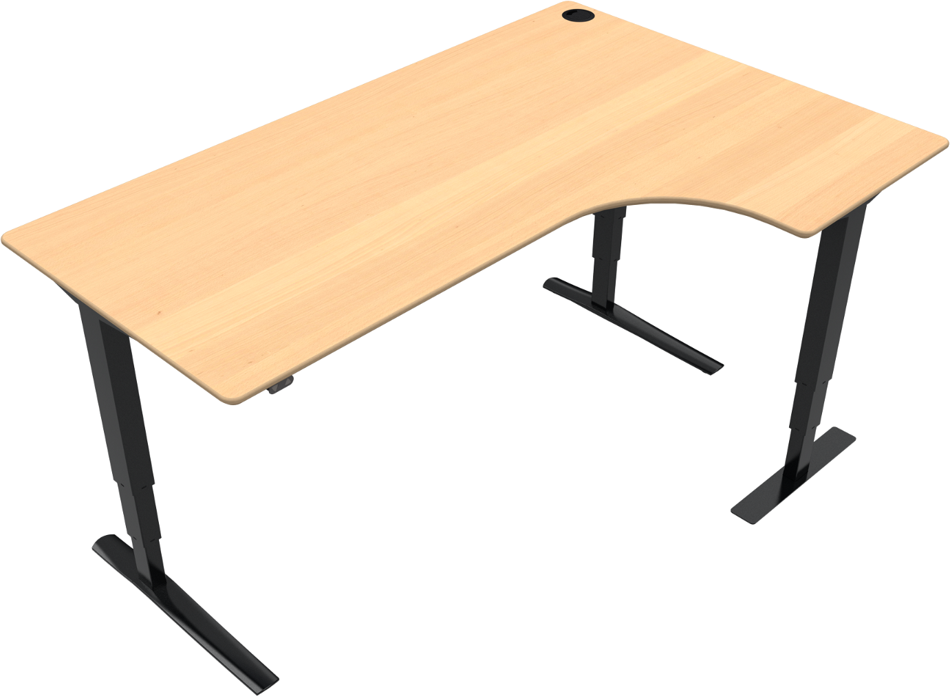 -bens  -form Hæve- Sænkebord Zennord Rise Rest 65-125   Natur Sort Højrevendt