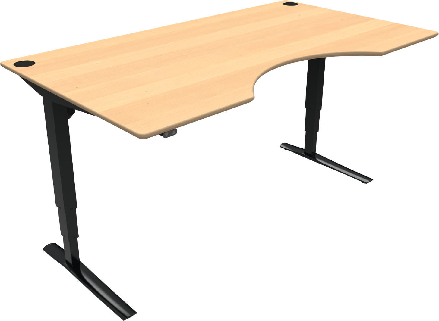 -bens Hæve- Sænkebord Zennord Rise Rest Med Centerudskæring L180ã 100 H65 125   Natur Sort Ergonomisk Design