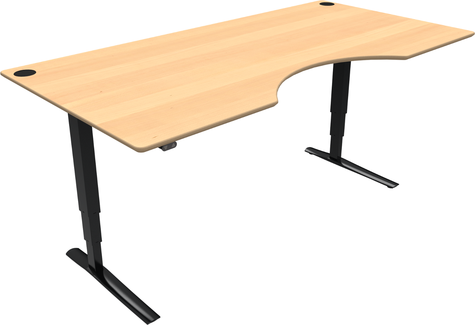 -bens Hæve- Sænkebord Med Centerudskæring Zennord Rise Rest Regulerbart Skrivebord Natur Sort 200x100