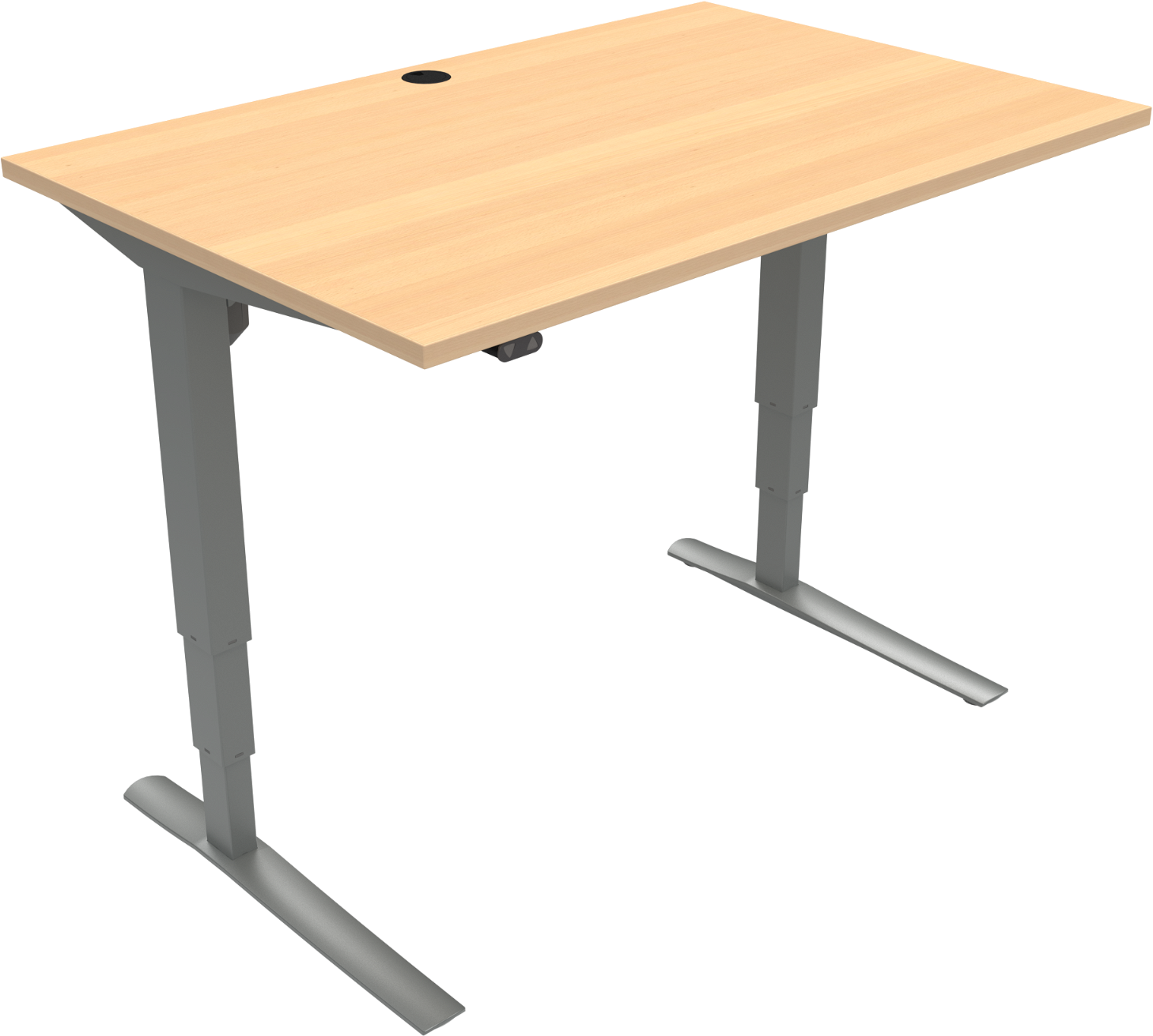 -bens Hæve- Sænkebord Zennord Rise Rest Firkantet Bøg Natur Sølv 120   80   Højde 65-125