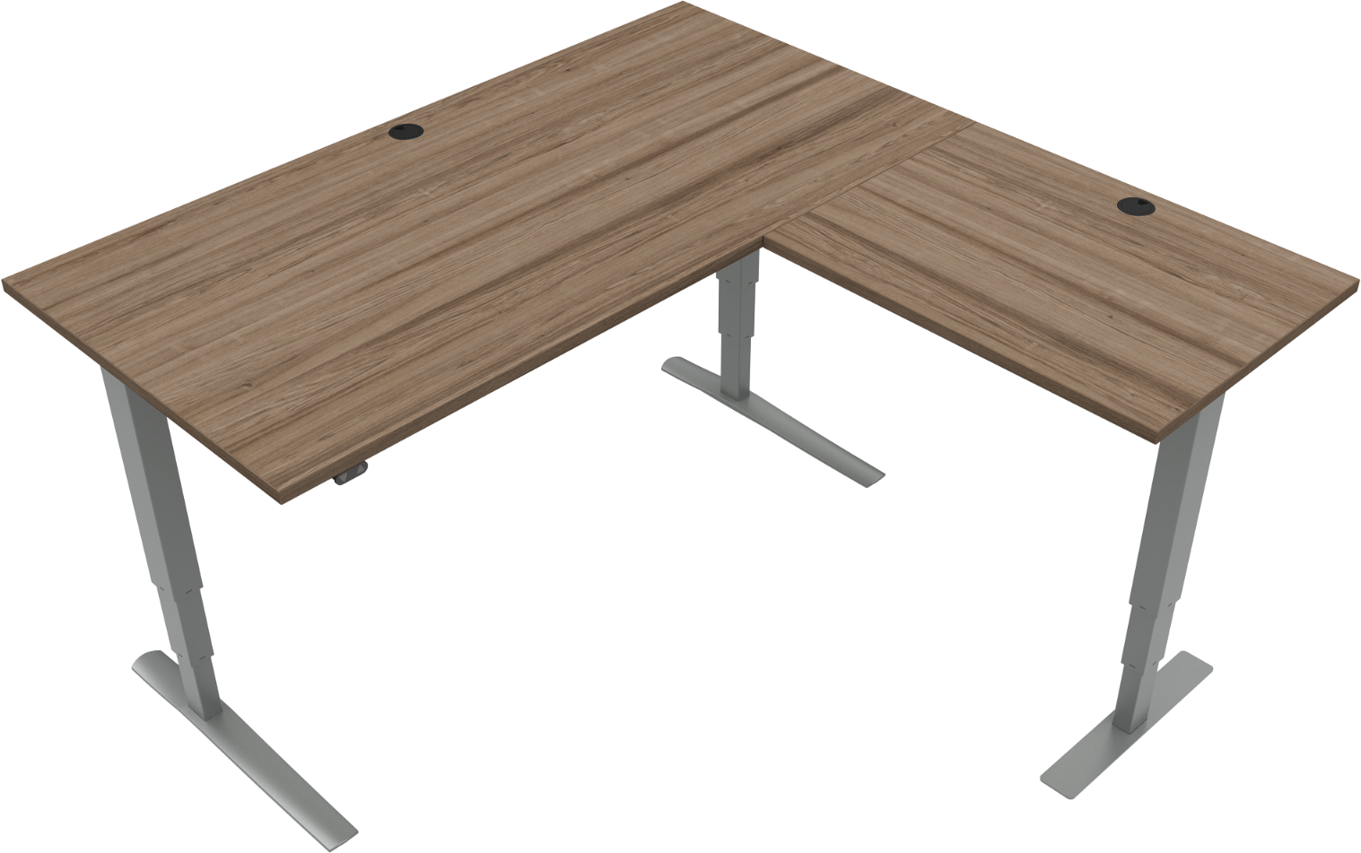 Tre-bens Hæve- Sænkebord Zennord Rise Rest Firkantet Valnød Sølv 160x160   H65-125